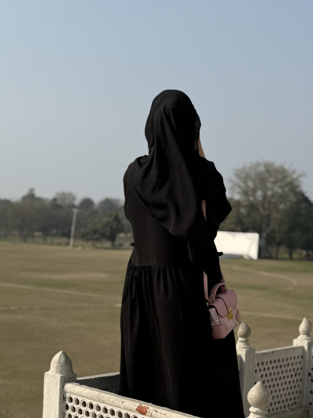 Black & Chocolate Brown Tone Contrast Abaya