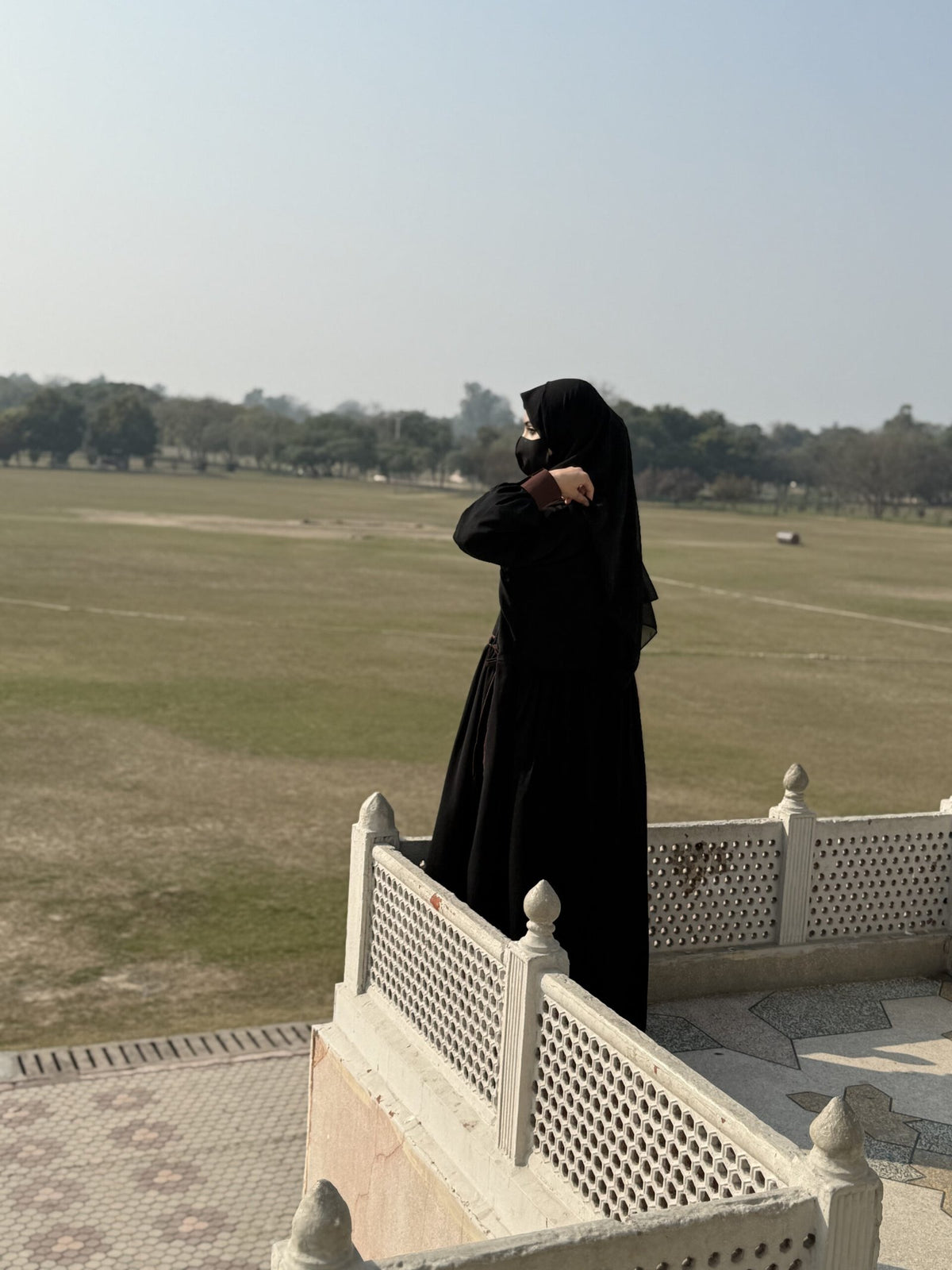 Black & Chocolate Brown Tone Contrast Abaya