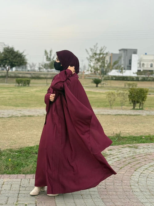 Al-Jouri Premium Maroon Abaya – Soft Nidha Fabric