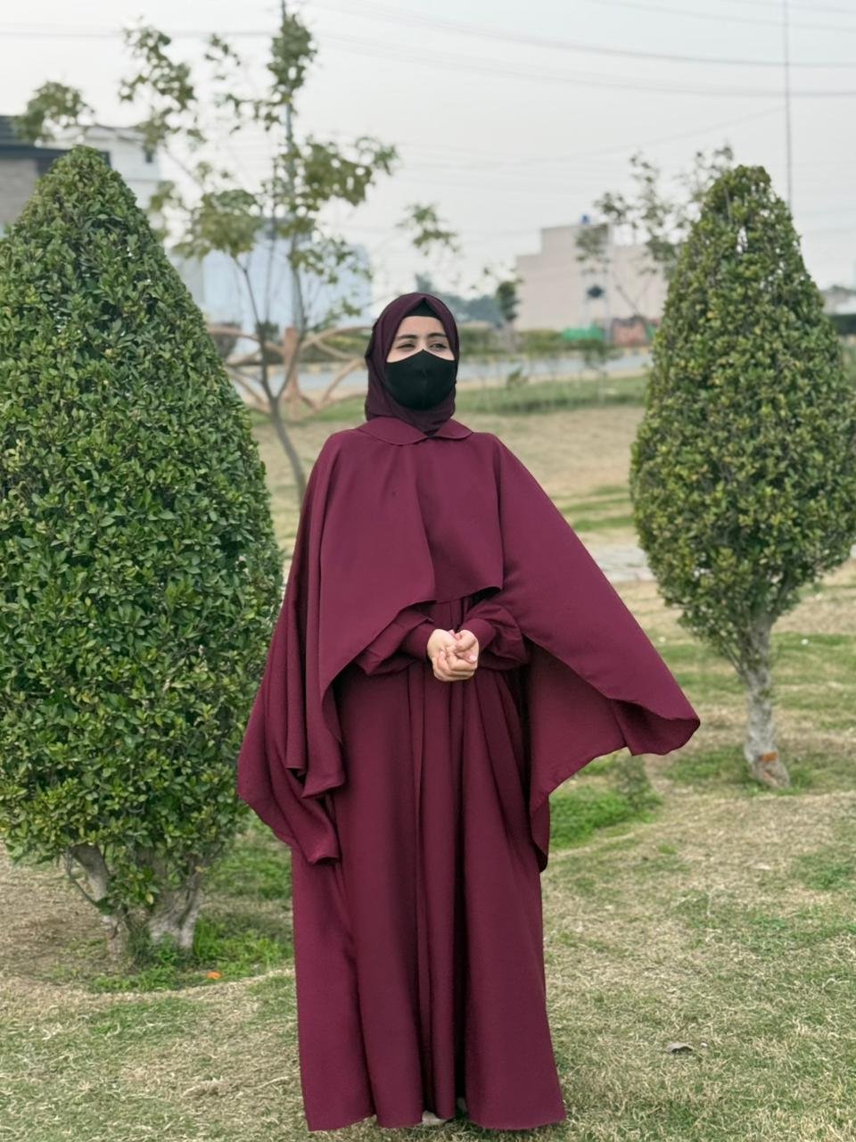 Al-Jouri Premium Maroon Abaya – Soft Nidha Fabric