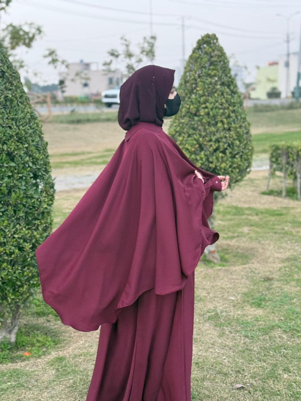 Al-Jouri Premium Maroon Abaya – Soft Nidha Fabric