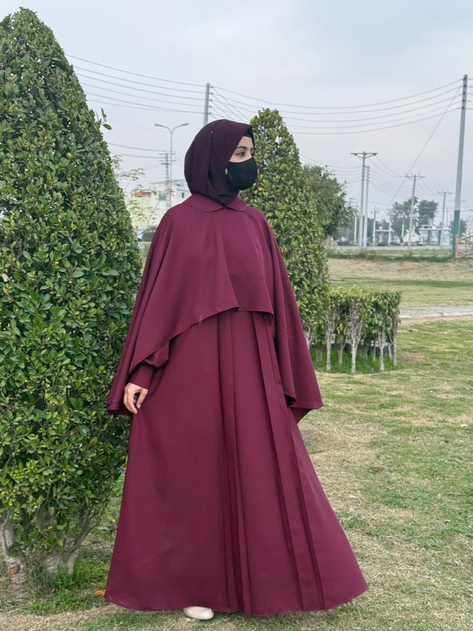 Al-Jouri Premium Maroon Abaya – Soft Nidha Fabric