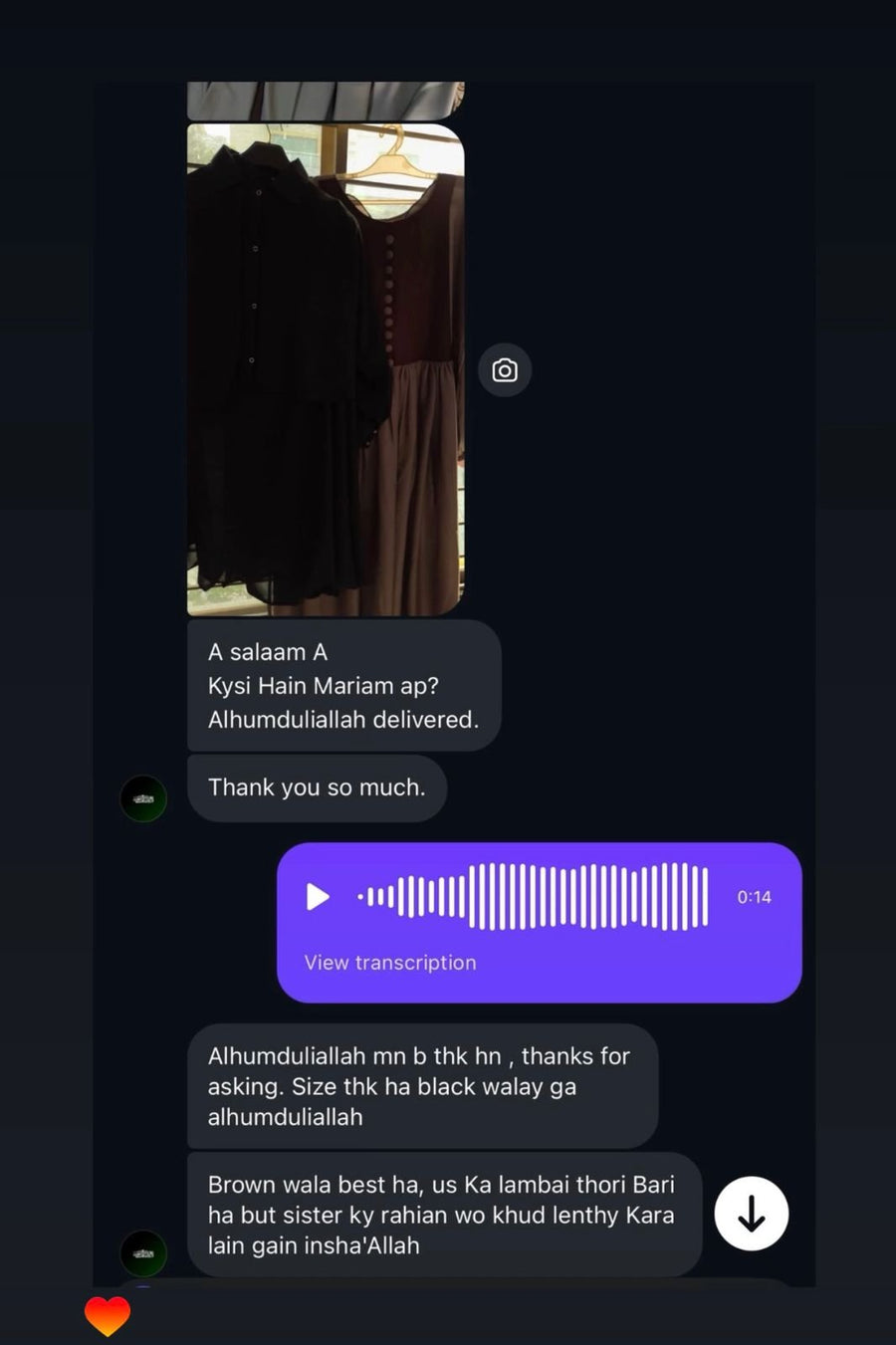 Ayzal Collection customer feedback screenshot