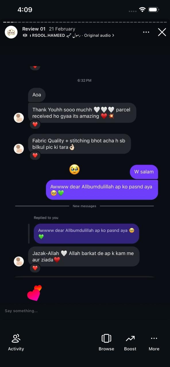 Ayzal Collection customer feedback screenshot