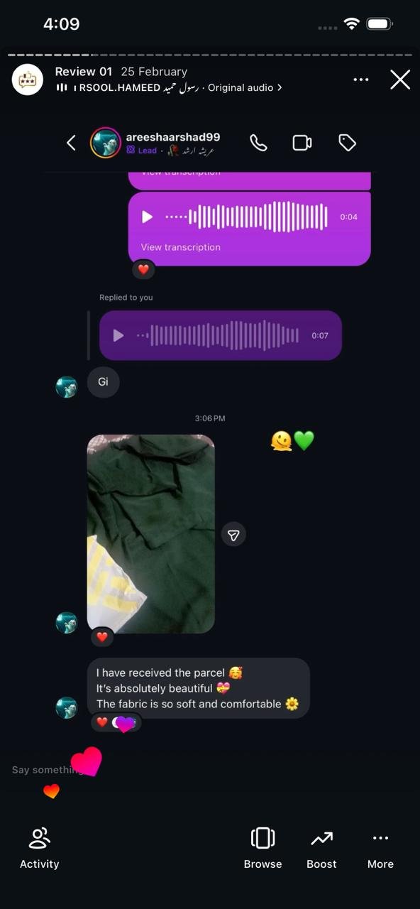 Ayzal Collection customer feedback screenshot