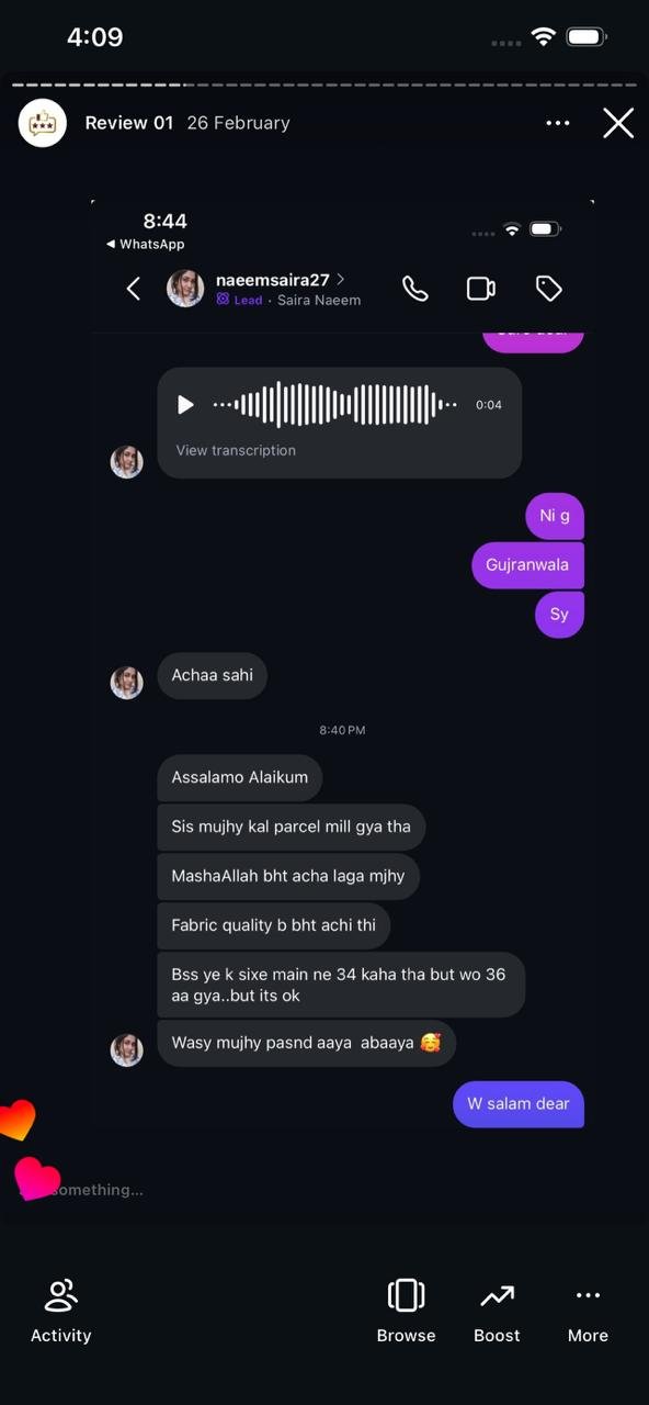 Ayzal Collection customer feedback screenshot