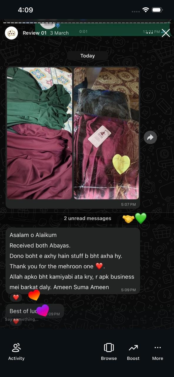 Ayzal Collection customer feedback screenshot