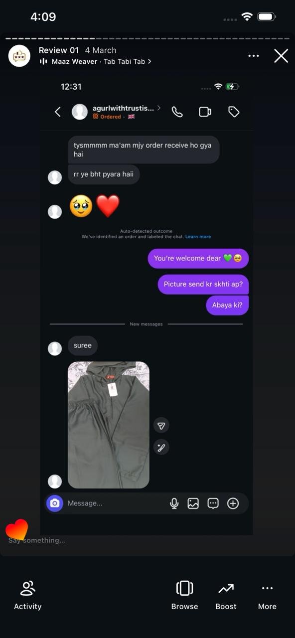 Ayzal Collection customer feedback screenshot