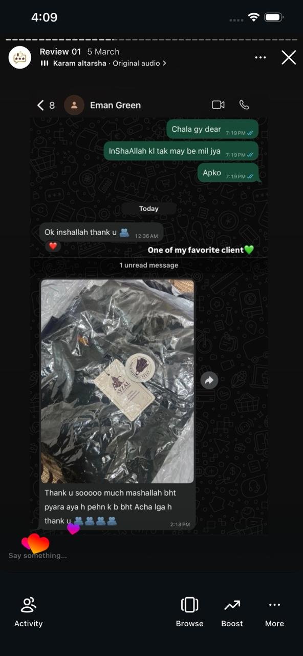 Ayzal Collection customer feedback screenshot