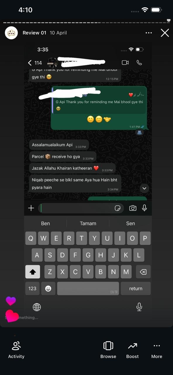Ayzal Collection customer feedback screenshot