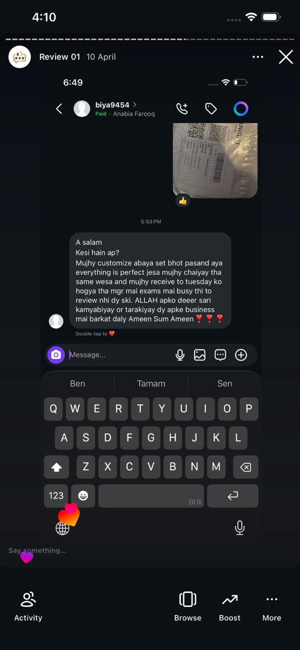 Ayzal Collection customer feedback screenshot