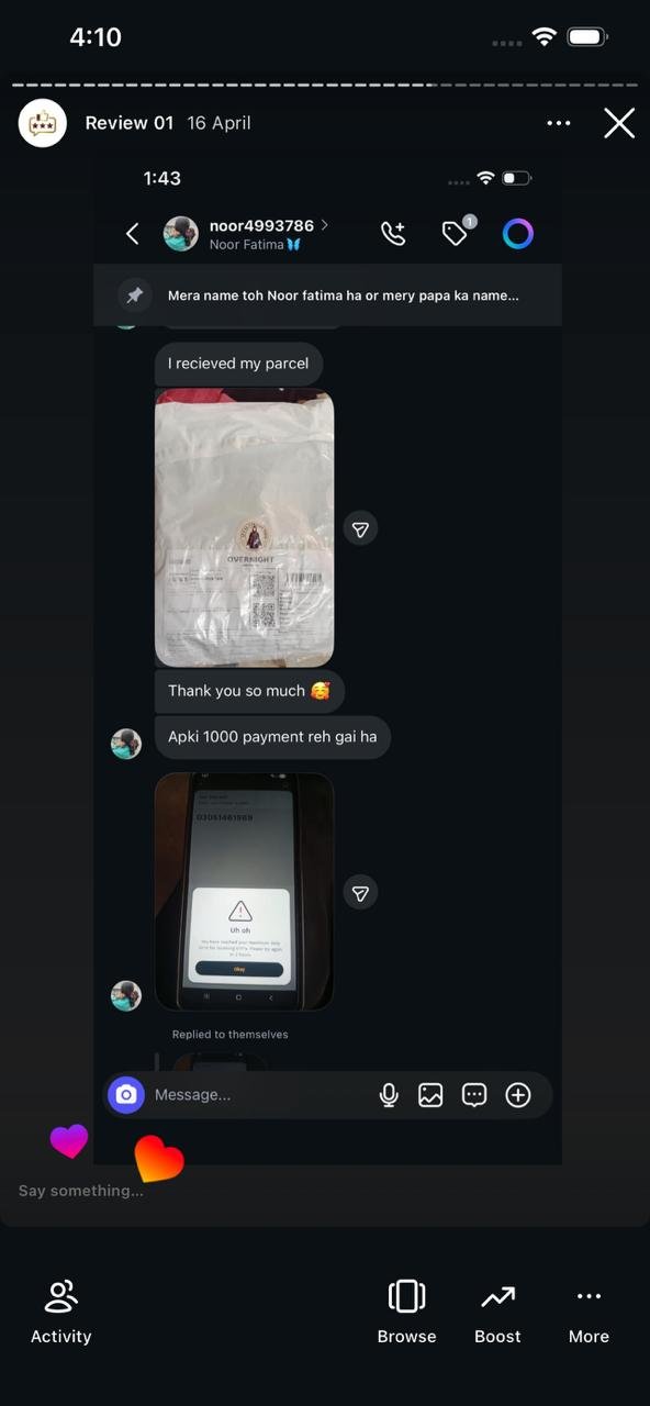 Ayzal Collection customer feedback screenshot