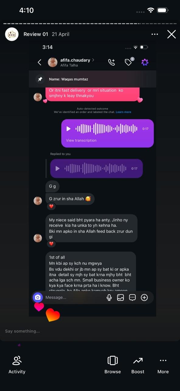 Ayzal Collection customer feedback screenshot