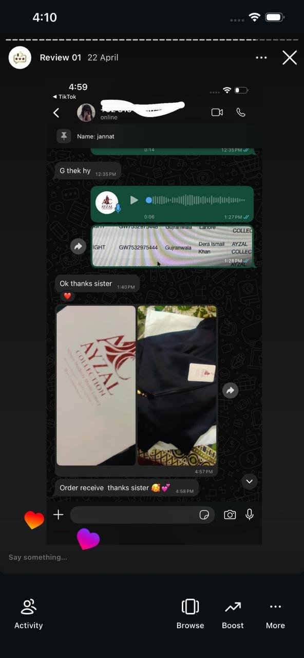 Ayzal Collection customer feedback screenshot