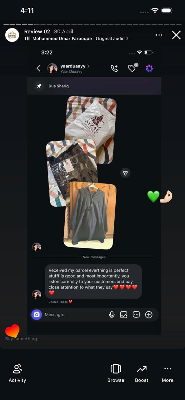 Ayzal Collection customer feedback screenshot
