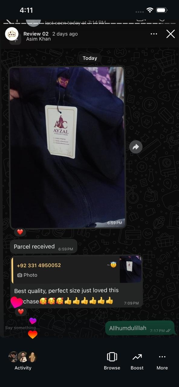 Ayzal Collection customer feedback screenshot