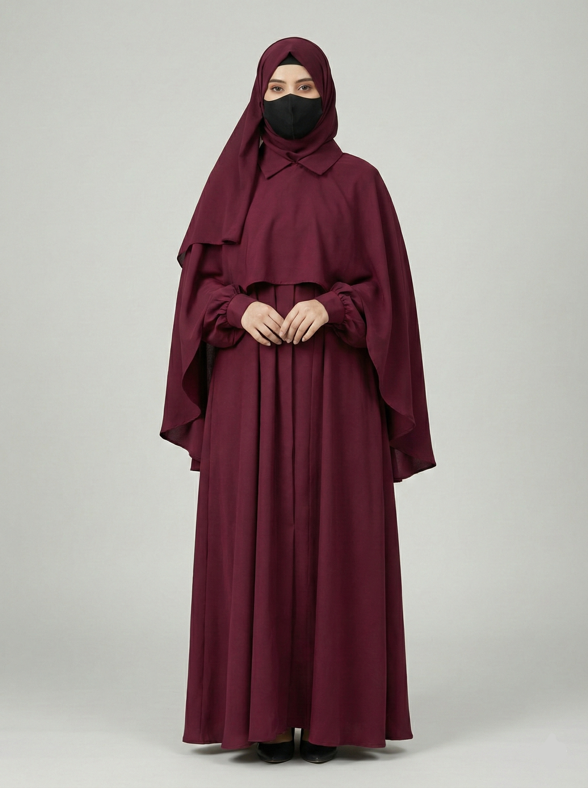 Al-Jouri Premium Maroon Abaya – Soft Nidha Fabric